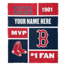 [Personalization Only] OFFICIAL MLB Colorblock Personalized Silk Touch Throw Blanket - Red Sox