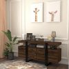 Modern TV Stand with Storage Cabinets for 75-Inch TV, Wood TV Entertainment Center TV Media Console Table with Metal Leg for Living Room, Brown
