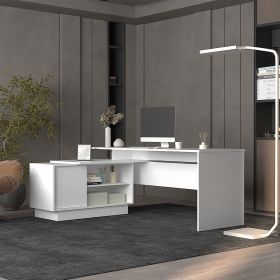 Emery L-Shaped 70" Wide Desk with One Cabinet and Two Open Shelves