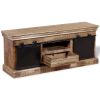 TV Stand with 2 Sliding Doors Solid Wood Mango 43.3"x11.8"x17.7"