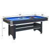 6-ft Pool Table with Table Tennis Top - Black with Blue Felt
