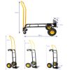 HT1006BK-YL Hand Truck Dual Purpose 2 Wheel Dolly Cart and 4 Wheel Push Cart with Swivel Wheels 330 Lbs Capacity Heavy Duty Platform Cart for Moving/W