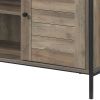 Rustic Oak and Black TV Stand with 2 Doors