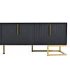 ON-TREND Modern TV Stand with Metal Legs and Gold Handles for TVs Up to 80'', Media Console Table with Cabinets and Adjustable Shelves
