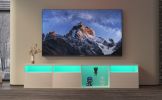 TV Console with Storage Cabinets, 82.6 Inch Long LED TV Stand with Full RGB Color Selection