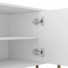 White Modern TV Stand Fluted 68" with Power Outlet, Entertainment Center with Storage Doors, TV Console Media Cabinet, for 55+ Inch TV, Living Room