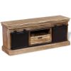 TV Stand with 2 Sliding Doors Solid Wood Mango 43.3"x11.8"x17.7"
