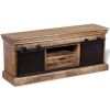 TV Stand with 2 Sliding Doors Solid Wood Mango 43.3"x11.8"x17.7"