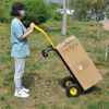 HT1006BK-YL Hand Truck Dual Purpose 2 Wheel Dolly Cart and 4 Wheel Push Cart with Swivel Wheels 330 Lbs Capacity Heavy Duty Platform Cart for Moving/W