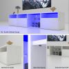 TV Console with Storage Cabinets, 82.6 Inch Long LED TV Stand with Full RGB Color Selection