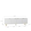 White Modern TV Stand Fluted 68" with Power Outlet, Entertainment Center with Storage Doors, TV Console Media Cabinet, for 55+ Inch TV, Living Room