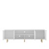 White Modern TV Stand Fluted 68" with Power Outlet, Entertainment Center with Storage Doors, TV Console Media Cabinet, for 55+ Inch TV, Living Room