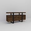 Modern TV Stand with Storage Cabinets for 75-Inch TV, Wood TV Entertainment Center TV Media Console Table with Metal Leg for Living Room, Brown