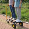 HT1006BK-YL Hand Truck Dual Purpose 2 Wheel Dolly Cart and 4 Wheel Push Cart with Swivel Wheels 330 Lbs Capacity Heavy Duty Platform Cart for Moving/W