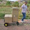 HT1006BK-YL Hand Truck Dual Purpose 2 Wheel Dolly Cart and 4 Wheel Push Cart with Swivel Wheels 330 Lbs Capacity Heavy Duty Platform Cart for Moving/W