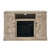 Farmhouse Classic Media TV Stand Antique Entertainment Console with 18" Fireplace Insert for TV up to 50" with Open and Closed Storage Space