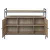 Rustic Oak and Black TV Stand with 2 Doors