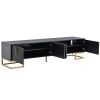 ON-TREND Modern TV Stand with Metal Legs and Gold Handles for TVs Up to 80'', Media Console Table with Cabinets and Adjustable Shelves