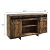 Rustic Oak TV Stand with 2 Barn Doors
