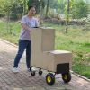 HT1006BK-YL Hand Truck Dual Purpose 2 Wheel Dolly Cart and 4 Wheel Push Cart with Swivel Wheels 330 Lbs Capacity Heavy Duty Platform Cart for Moving/W