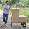 HT1006BK-YL Hand Truck Dual Purpose 2 Wheel Dolly Cart and 4 Wheel Push Cart with Swivel Wheels 330 Lbs Capacity Heavy Duty Platform Cart for Moving/W