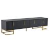 ON-TREND Modern TV Stand with Metal Legs and Gold Handles for TVs Up to 80'', Media Console Table with Cabinets and Adjustable Shelves