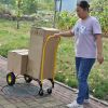 HT1006BK-YL Hand Truck Dual Purpose 2 Wheel Dolly Cart and 4 Wheel Push Cart with Swivel Wheels 330 Lbs Capacity Heavy Duty Platform Cart for Moving/W