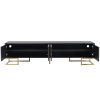 ON-TREND Modern TV Stand with Metal Legs and Gold Handles for TVs Up to 80'', Media Console Table with Cabinets and Adjustable Shelves