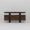 Modern TV Stand with Storage Cabinets for 75-Inch TV, Wood TV Entertainment Center TV Media Console Table with Metal Leg for Living Room, Brown