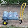 HT1006BK-YL Hand Truck Dual Purpose 2 Wheel Dolly Cart and 4 Wheel Push Cart with Swivel Wheels 330 Lbs Capacity Heavy Duty Platform Cart for Moving/W