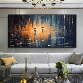 Hand Painted Oil Painting Abstract Rain Scenery Oil Painting on Canvas Original Couple Painting (style: 01, size: 100x150)