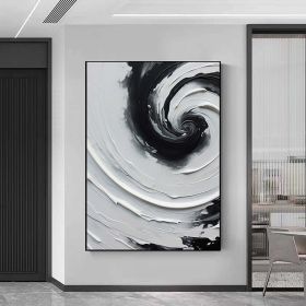 Hand Painted Oil Painting Black White Wall Art Original Black White Minimalist Painting Large Black And White Painting Abstract Art Office Decor home (style: 01, size: 60x90cm)