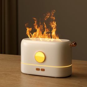 200ml Flame Humidifier Three Color LED Light Air Humidifier Smart Timing Electric Aromatherapy Diffuser Simulation Fire Effect (Ships From: China, Emitting Color: white)