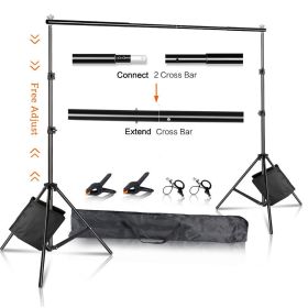 Background Stand With 2X3M Black White Green Cloth Telescopic Backdrop Support System Kit For Muslins Backdrop With Carry Bag (Color: With sand bag, Size (mm): 2.6 x 3 M)