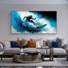 Hand Painted Oil Painting Original Surf Sports Oil Painting On Canvas Large Wall Art Abstract Surf Wall Art Blue Ocean Wave Painting Custom Painting H