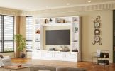 ON-TREND Large Wall Unit Entertainment Center with Bookshelves for TVs Up to 78'', Modern TV Console with Cabinets and Open Shelves